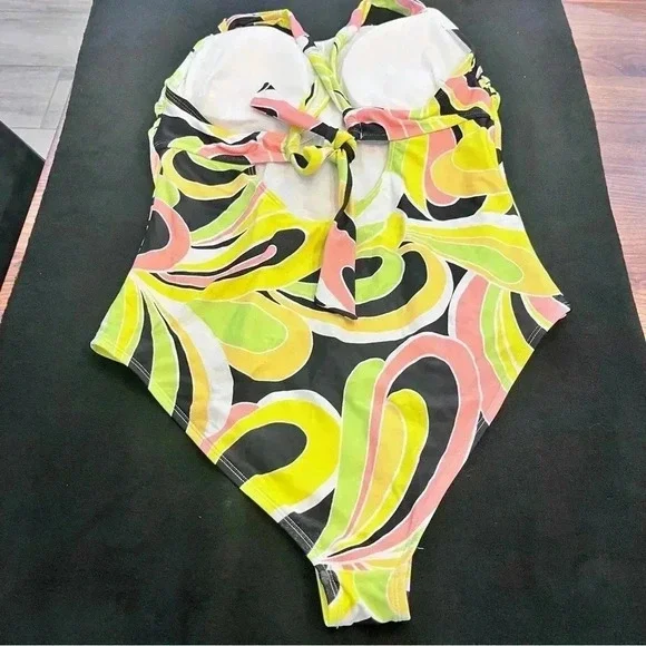 Cupshe one piece swimsuit never worn NWOT black pink green orange 1X - Picture 8 of 9